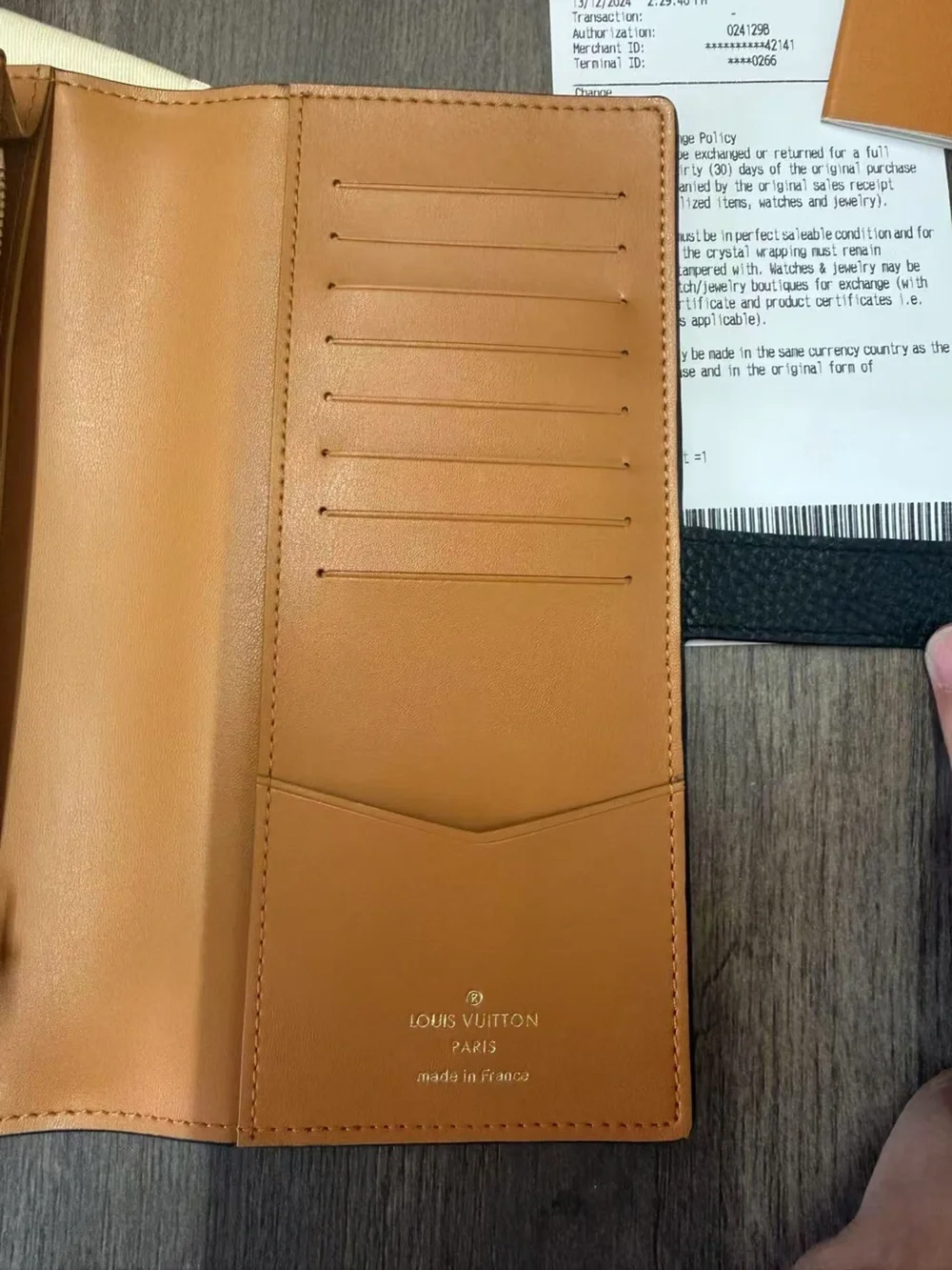 Louis Vuitton Black Pebbled Leather Long Wallet with Gold LV Emblem